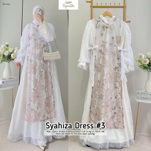 dress wanita kekinian syahiya #3 / dress wanita terbaru syahiya #3 - gamis brukat chantily premium full furing Ld 120 pj 140 outer tile bordir pj 123 ( bisa lepas pasang )