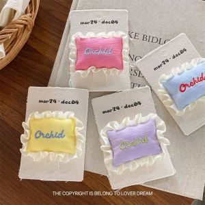 Sweet Embroidered Letter Hair Clips Colorful Pillow Childrens Hair Accessories French Style Fashionable Hairpins Zhou a Xuan