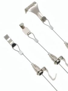 10pcs Metal Art Gallery Display Hooks Adjustable Wire Rope Hanger for 1mm-2mm Picture Rail Hanging System Fixed Accessories