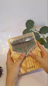 Đàn kalimba 17 phím QUYNHLEMO Kalimba nguyên khối khắc hình vết nứt tặng kèm phụ kiện