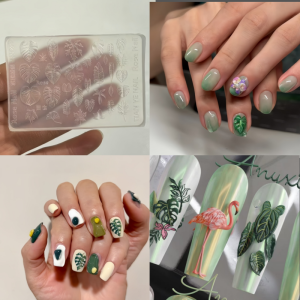 Tropical Forest Themed Nail Art Mold with 3D Bird Leaf Design Transparent Silicone Mold for Nail Decoration