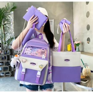 VONNE VON602231 Tas RANSEL wanita remaja kekinian SET 5in1 bahan Canvas