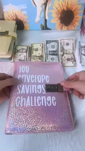 【COD】100 day couple challenge envelope PU leather money saving binder savings notebook Password lock envelope
