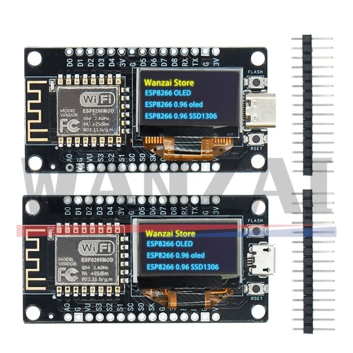 NodeMcu บอร์ดพัฒนา ESP8266พร้อมหน้าจอ OLED ขนาด0.96นิ้ว CH340G โมดูล ...