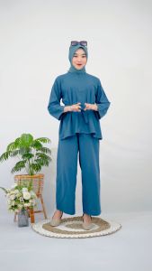 Lavena Oneset 2in1 Blouse + Kulot Free Belt Arabian Linen Setelan Wanita Fashion Muslim Kekinian COD