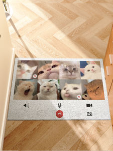 Home Entrance Door Mat Anti-Slip Carpet Thread Circle Mud Removal Mat Modern Simple Style PVC Material Cartoon Pattern