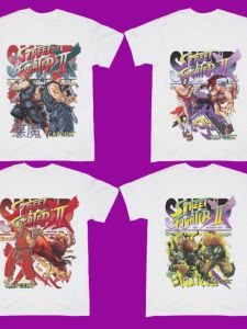 Loose Fit Cotton T-Shirt Street Fighter Casual Breathable Short Sleeve Print Graphic Tee for Youth Spring Summer Fashion