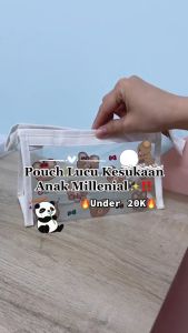Tas Kosmetik Pouch Mika Transparan Lucu Korea Kawai Tempat Make Up