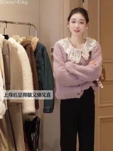 Oajer Flagship Store Sweet Elegant Doll Collar Knitted Open Cardigan Autumn Collection Premium Womens Wear Long Sleeve