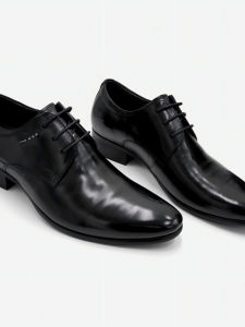 Mens Fashion Genuine Leather Lifting Black Business Shoes Oxford Shoes