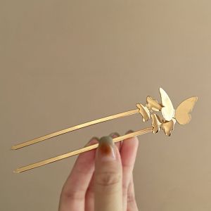 Elegant Butterfly Metal U-Shaped Hairpin Super Fairy New Chinese Style Romantic Hanfu Hair Accessories High End Feelings