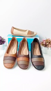 OXXO รองเท้าคัชชูส้นเตี้ย รองเท้าสุขภาพหนังนิ่ม พี้นแบน หนังนิ่มมาก สูงพี้น 1เซน X11001