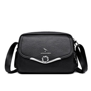 Fashionable Ladies Leather Bag Casual Versatile Small Square Bag Single Shoulder Slant Cross Cowhide Bag Women City Simple Style