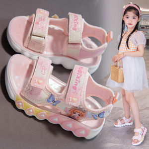 ZEEMIN  Online girls sandals 2025 summer new soft-soled non-slip middle-aged and older childrens sports beach shoes are trendy