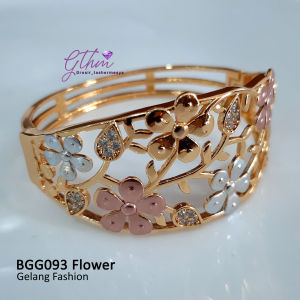 Gelang Wanita Flower Model Bangle Mewah Elegan Anti Karat Cocok dipakai Pesta Kondangan Jalan-jalan Hadiah kado perhiasan fashion premium bgg093