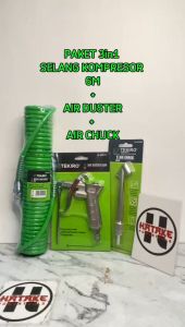 PAKET TEKIRO 3in1 6Meter Selang Recoil+Tire Air Chuck 6"+Air Duster Gun Tekiro