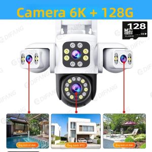 Camera IP Wifi Yoosee 6K 12MP Với Tính Năng Tự Động Theo Dõi PTZ Ba Ống Kính Ba Màn Hình Camera Giám Sát An Ninh Hình Vòm Trắng