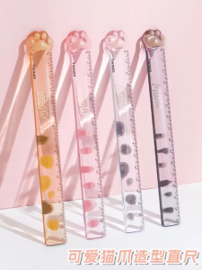 15CM Cat Claw Ruler 猫爪渐变直尺 Pembaris Comel Cakar Kucing Pelajar Sekolah Gradient Colour Stationery School Student Ruler Cartoon