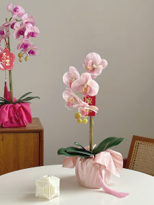 Butterfly Orchid Artificial Flower Pot Decoration Living Room Desktop Festive Moving New Home Gift Decor Vintage Style Silk Cloth
