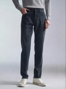Medium Waist Straight Business Casual Jeans for Young Men