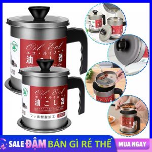 Bình Lọc Cặn Dầu Ăn - Ca Đựng Dầu Kèm Lưới Lọc Chịu Nhiệt Cao Bằng Inox Không Gỉ Dung Tích 1.4 Lít - Dụng Cụ Lưới Lọc Nhà Bếp - Ca Lọc Trà Inox