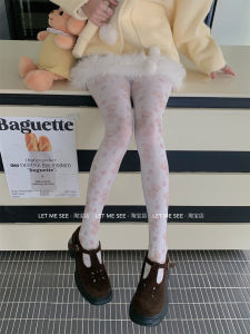 Original Sweet Girl Print Velvet Socks White Lolita Japanese Style Beautiful Leg Slimming Pantyhose Comfortable All Season Wear