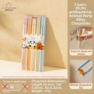 MODERN SWEETHOME | Animal Party Antibacterial Anti-mold Individual Kids Alloy Chopsticks