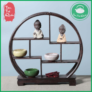 Kệ gỗ để bàn trà trưng bày chén tử sa trà cụ tượng tĩnh