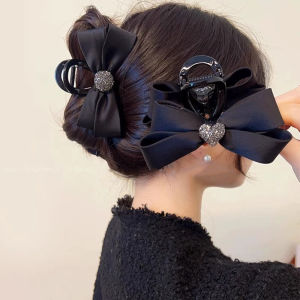 Tooyoo Rhinestone Heart Bow Hair Claw Clip High-end Retro Female Temperament Shark Clip Hairpin