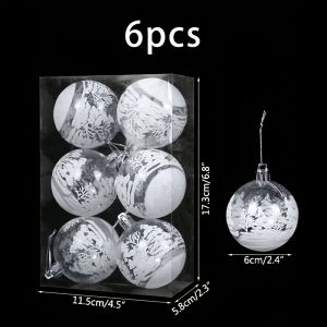 Round Snowflake Christmas Balls Set Glitter Ball Ornaments Xmas Tree Hanging Pendants For Home Holiday Party DIY Crafts Supplies