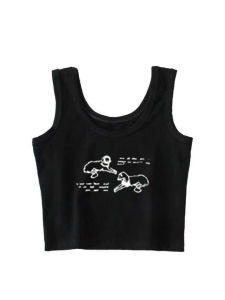 Áo Ba Lỗ Ngắn Phong Cách Mỹ Milk Soup Dành Cho Nữ Mùa Hè Thiết Kế Gợi Cảm Hở Bụng in Chữ Tay Dây Ôm Vừa Vặn