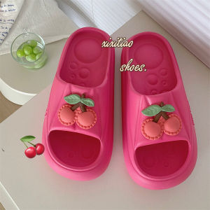 Sweet Cherry Slippers Casual Home Wear Summer Outdoor Anti-Slip Thick Bottom Beach Sandals Womens Flat Heel EVA Slippers