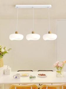 Modern Simple Three-Headed  Restaurant Lamp Hall Light Designer Bedside Hanging Lamp Creamy Style Bar Counter Lamp