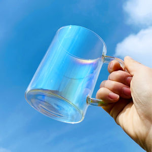 LM 350ml 450ml Heat Resistant Coffee Glass Creative Aurora Milk Mugs Cup Desktop Drinking Drinkware