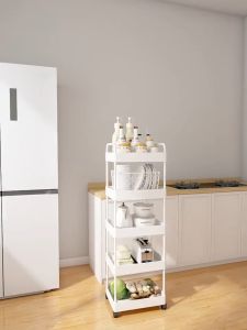 3-4 Layer Moving Kitchen Storage Bedroom Bathroom Organizer Trolley Multi-Purpose Removable