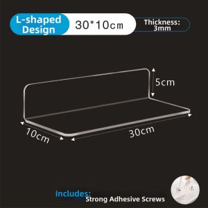 Acrylic Wall Shelf L-Shaped U-Shaped No-Drilling