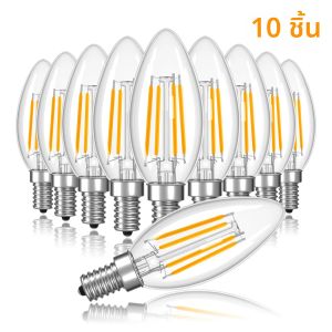 หลอดไฟ LED ทรงเทียน C35 4W 10 ชิ้น ขั้ว E12 E14 แบบหรี่แสงได้ สไตล์วินเทจ สำหรับตกแต่งภายใน หลอดไฟเอดิสัน สำหรับโคมระย้า พัดลมเพดาน