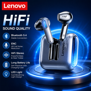 Lenovo | Lenovo EA189 Bluetooth 5.4 Wireless Earbuds TWS LED Transparent Charging Case HiFi Stereo ENC Mic Sports Headphones Game Earbuds