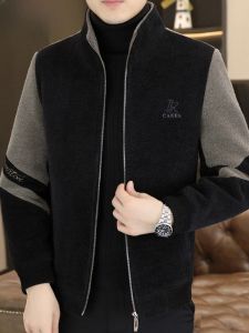 HENGYUANXIANG | Hengyuanxiang Mens Woolen Jacket Outerwear Autumn Winter Thickened Casual Color Block Fashionable Standard Fit Zipper Closure