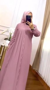 E&M Hanifah dress wanita dua layer gamis wanita terbaru lebaran gamis kondangan wanita 2024 series