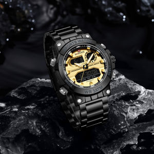 Naviforce Đồng Hồ Ban Đầu Cho Nam Giới Màn hình hiển thị kỹ thuật số Thạch Anh Đồng hồ đeo tay lịch dây đeo bằng thép không gỉ Sáng Không Thấm Nước 30M Thời Trang thể thao ngoài trời đồng hồ nam