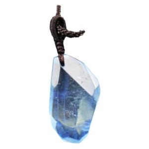 Natural Crystal Raw Stone Pendant Blue Aquamarine Necklace