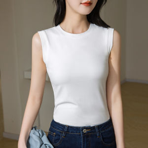 Womens Modal Sleeveless T-Shirt Halter Neck Base Shirt Summer New Style 2023 Commute Pure Color Slim Fit Online Exclusive