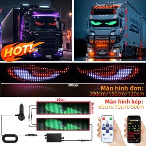 Đèn LED Pixel Panel Điều Khiển Từ Xa APP Mắt Quỷ 12-24V Tự Thiết Kế Văn Bản Cuộn Có Thể Gập Lại Dùng Cho Bảng Điều Khiển Kính Chắn Gió Xe Tải
