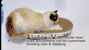Durable Corrugated Cat Scratcher Bed Oval Shape Pet Cat Scratch Board Pad Scratcher Bed