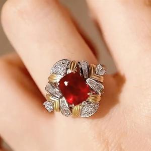 Huitan Knot Cross Design Luxury Ring for Women Wedding Engagement Two Tone Jewelry Trendy Accessories Inlaid Shining CZ for Lady