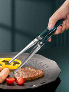 Korean Style 316 SST Barbecue Clip Kitchen Food Steak Tong Oven Mitts Barbecue Clip with Teeth Slide Fastener Opening and Closing