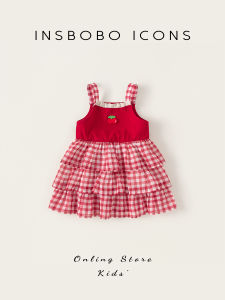 insbobo | Summer New Princess Dress for Baby Girl Birthday Party Red Strap