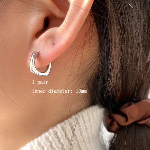 ANENJERY Geometric Square Hoop Earrings for Women Men Hollow Punk Silver Color Jewelry Gifts