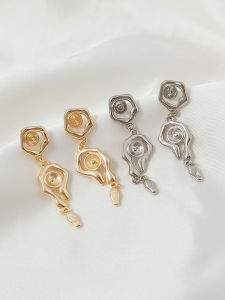 ต่างหูลูกปัดมุก DIY ทรงไม่สมมาตร ทำมือ ทองแดงชุบทอง 14K ต่างหูแบบยาว วัสดุอุปกรณ์ เครื่องประดับแฟชั่น